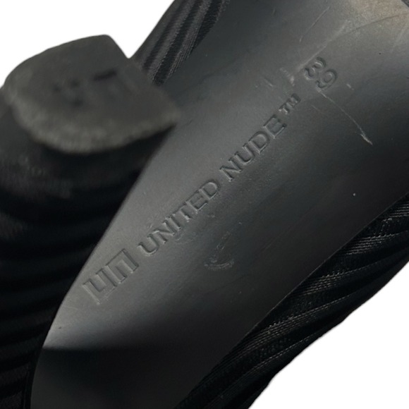 UNITED NUDE Fold Hi Black Woven Elastic Heeled Ankle Boots Women Size 39(US 8.5) - Picture 7 of 8